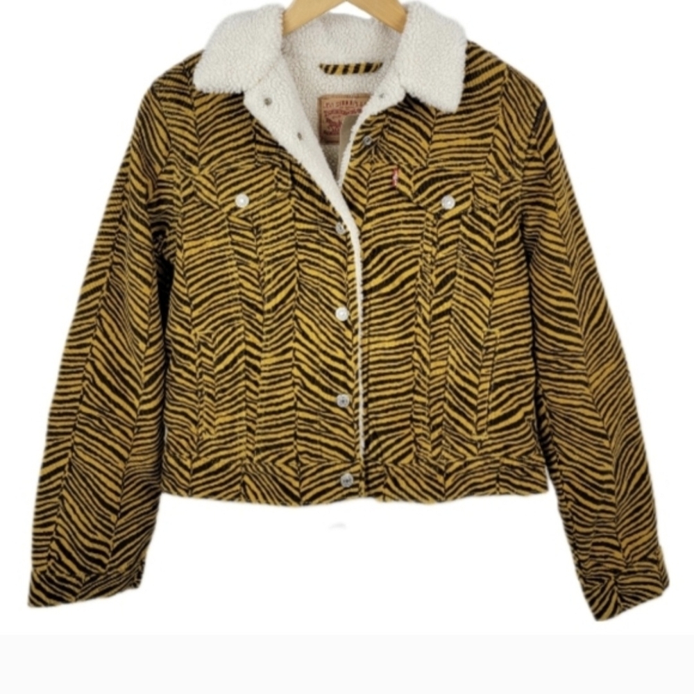 NWT Levi's Zebra Print Sherpa Lined Trucker Jacket size S
